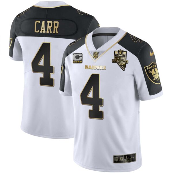 Men’s Raiders Alternate Vapor Black Gold & Black Inverted Limited Inaugural Season Patch – All Stitched – Black Inverted – Derek Carr