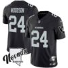 Men’s Raiders Nevada Silver State Patch Vapor Jersey V2 – All Stitched – Black – Charles Woodson