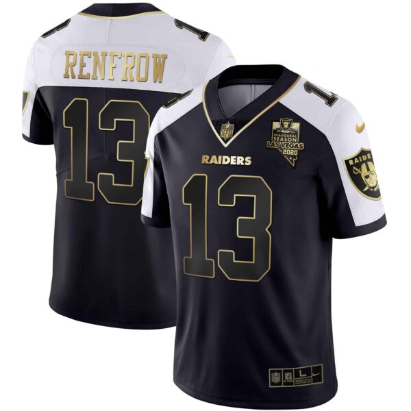 Men’s Raiders Alternate Vapor Black Gold & Black Inverted Limited Inaugural Season Patch – All Stitched – Black Gold – Hunter Renfrow