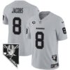 Men’s Raiders Nevada Home Patch Vapor Jersey – All Stitched – Gray – Josh Jacobs