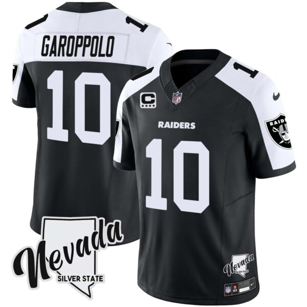 Men’s Raiders Nevada Silver State Patch Vapor Jersey V2 – All Stitched – Black Alternate – Jimmy Garoppolo