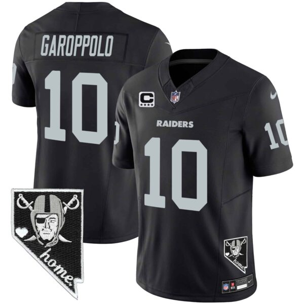 Men’s Raiders Nevada Home Patch Vapor Jersey – All Stitched – Black – Jimmy Garoppolo
