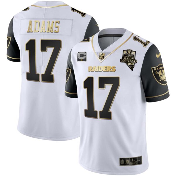 Men’s Raiders Alternate Vapor Black Gold & Black Inverted Limited Inaugural Season Patch – All Stitched – Black Sleeves – Davante Adams