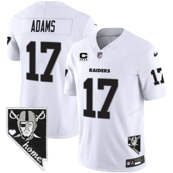 Men’s Raiders Nevada Home Patch Vapor Jersey – All Stitched – White – Davante Adams