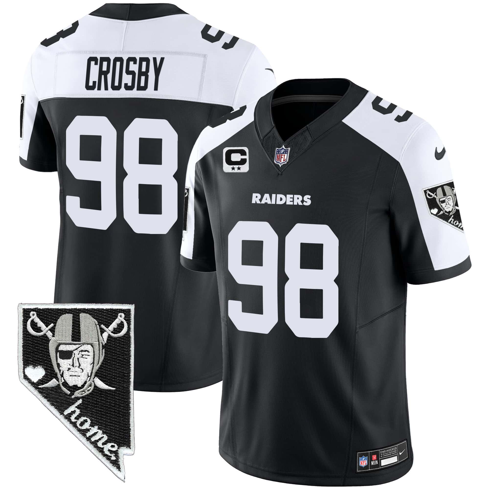 Men’s Raiders Nevada Home Patch Vapor Jersey – All Stitched – Black Alternate – Maxx Crosby