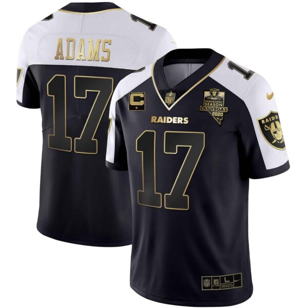 Men’s Raiders Alternate Vapor Black Gold & Black Inverted Limited Inaugural Season Patch – All Stitched – Black Gold – Davante Adams