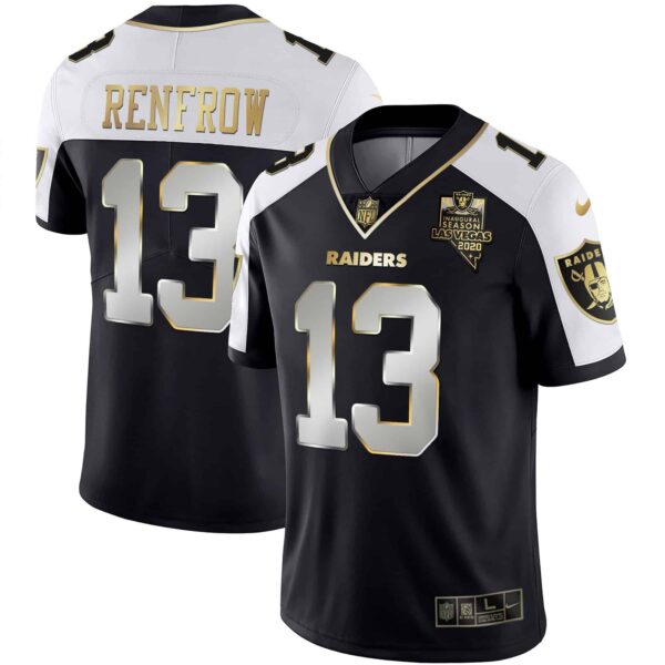 Men’s Raiders Alternate Vapor Black Gold & Black Inverted Limited Inaugural Season Patch – All Stitched – Alternate Limited – Hunter Renfrow