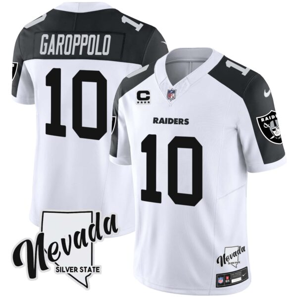Men’s Raiders Nevada Silver State Patch Vapor Jersey V2 – All Stitched – Inverted – Jimmy Garoppolo