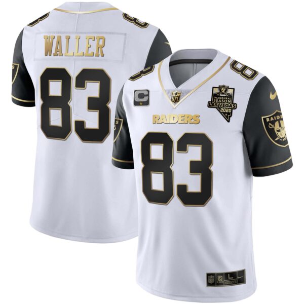 Men’s Raiders Alternate Vapor Black Gold & Black Inverted Limited Inaugural Season Patch – All Stitched – Black Sleeves – Darren Waller