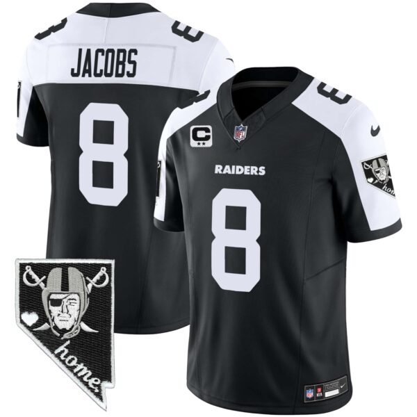 Men’s Raiders Nevada Home Patch Vapor Jersey – All Stitched – Black Alternate – Josh Jacobs