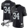 Men’s Raiders Nevada Silver State Patch Vapor Jersey V2 – All Stitched – Black – Bo Jackson