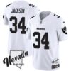 Men’s Raiders Nevada Silver State Patch Vapor Jersey V2 – All Stitched – White – Bo Jackson