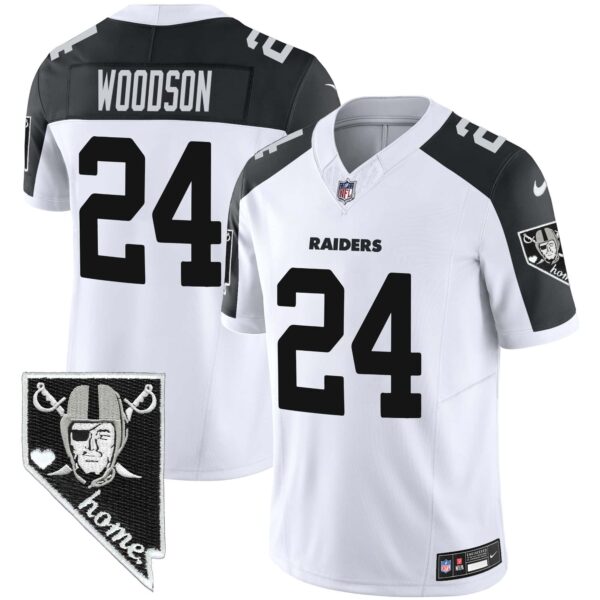 Men’s Raiders Nevada Home Patch Vapor Jersey – All Stitched – Inverted – Charles Woodson