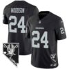 Men’s Raiders Nevada Home Patch Vapor Jersey – All Stitched – Black – Charles Woodson