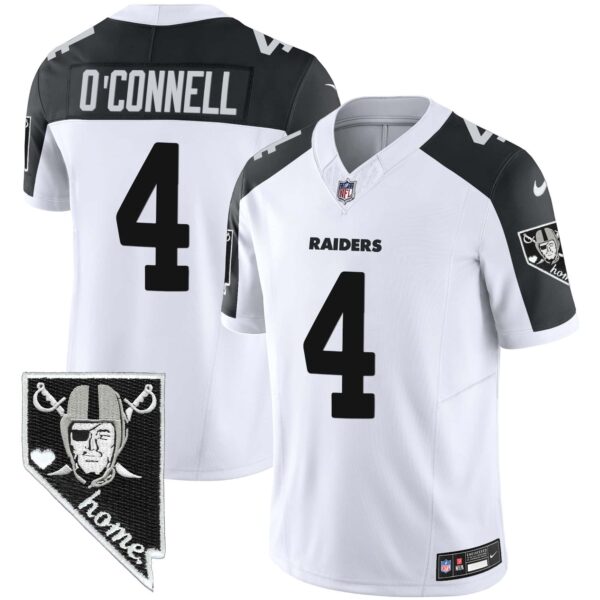 Men’s Raiders Nevada Home Patch Vapor Jersey – All Stitched – Inverted – Aidan O’Connell