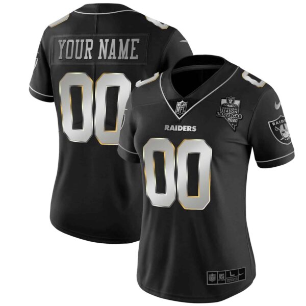 Raiders Vapor Gold Custom Name and Number – All Stitched – Women – Silver Limited