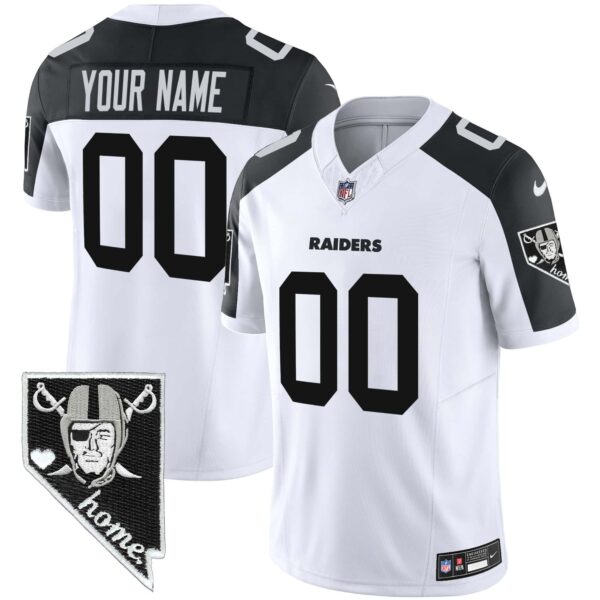 Raiders Nevada Home Patch Vapor Custom Jersey – All Stitched – Youth – Inverted
