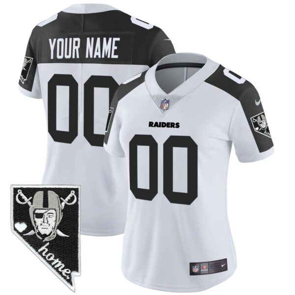 Raiders Nevada Home Patch Vapor Custom Jersey – All Stitched – Women – Inverted