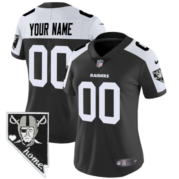 Raiders Nevada Home Patch Vapor Custom Jersey – All Stitched – Women – Alternate