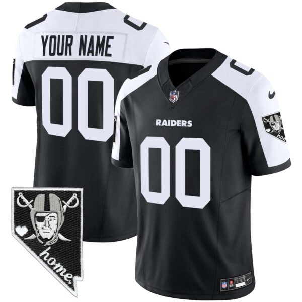 Raiders Nevada Home Patch Vapor Custom Jersey – All Stitched – Men – Alternate