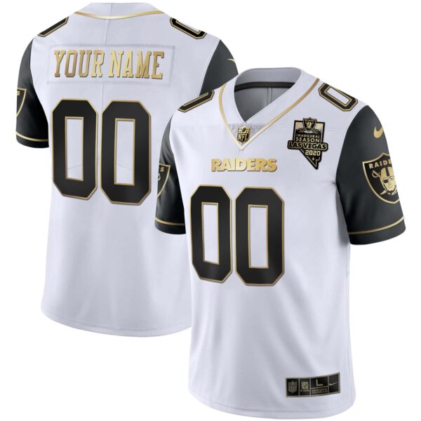 Raiders Vapor Gold Custom Name and Number – All Stitched – Men – Sleeves