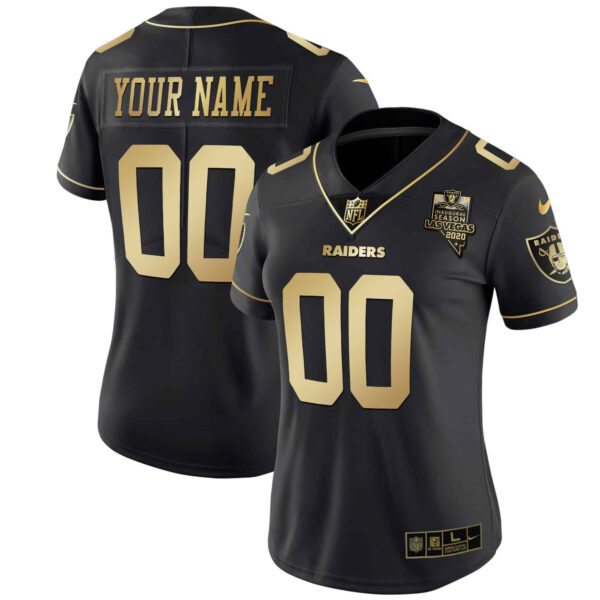 Raiders Vapor Gold Custom Name and Number – All Stitched – Women – Gold Limited