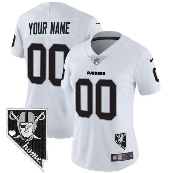 Raiders Nevada Home Patch Vapor Custom Jersey – All Stitched – Women – White