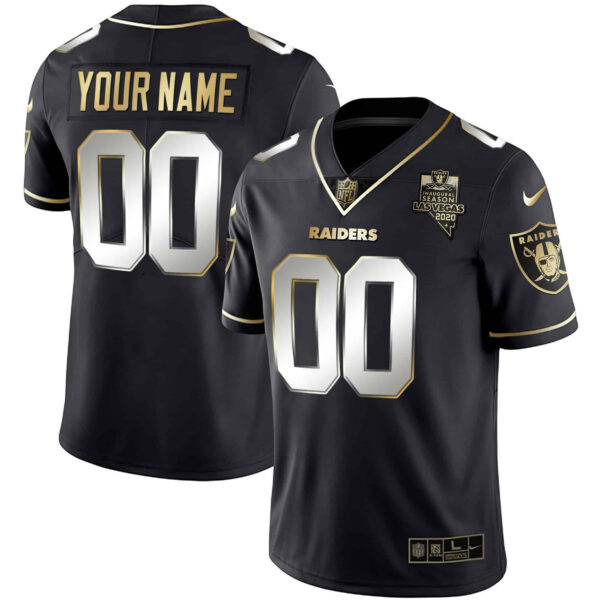 Raiders Vapor Gold Custom Name and Number – All Stitched – Youth – Black Limited