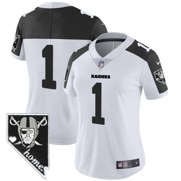 Women’s Raiders Nevada Home Patch Vapor Jersey – All Stitched – Inverted – #1 Team