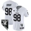 Women’s Raiders Nevada Home Patch Vapor Jersey – All Stitched – White – Maxx Crosby