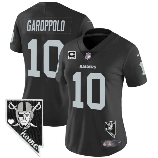 Women’s Raiders Nevada Home Patch Vapor Jersey – All Stitched – Black – Jimmy Garoppolo
