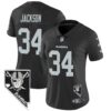 Women’s Raiders Nevada Home Patch Vapor Jersey – All Stitched – Black – Bo Jackson