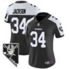 Women’s Raiders Nevada Home Patch Vapor Jersey – All Stitched – Black Alternate – Bo Jackson