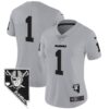 Women’s Raiders Nevada Home Patch Vapor Jersey – All Stitched – Gray – #1 Team
