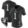 Women’s Raiders Nevada Home Patch Vapor Jersey – All Stitched – Black – #1 Team