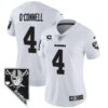 Women’s Raiders Nevada Home Patch Vapor Jersey – All Stitched – White – Aidan O’Connell