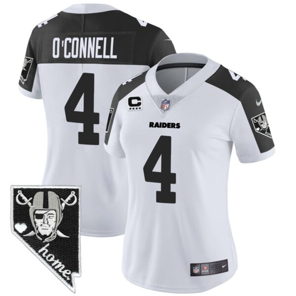 Women’s Raiders Nevada Home Patch Vapor Jersey – All Stitched – Inverted – Aidan O’Connell