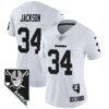 Women’s Raiders Nevada Home Patch Vapor Jersey – All Stitched – White – Bo Jackson