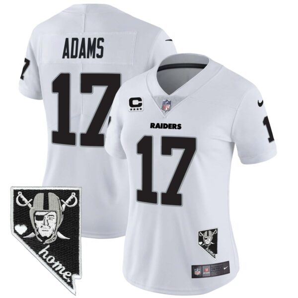 Women’s Raiders Nevada Home Patch Vapor Jersey – All Stitched – White – Davante Adams