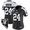 Women’s Raiders Nevada Home Patch Vapor Jersey – All Stitched – Black Alternate – Charles Woodson