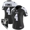 Women’s Raiders Nevada Home Patch Vapor Jersey – All Stitched – Black Alternate – Aidan O’Connell