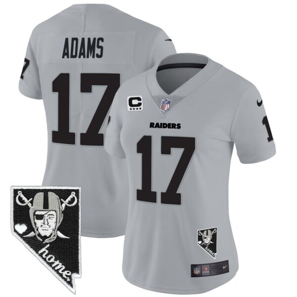 Women’s Raiders Nevada Home Patch Vapor Jersey – All Stitched – Gray – Davante Adams