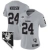 Women’s Raiders Nevada Home Patch Vapor Jersey – All Stitched – Gray – Charles Woodson