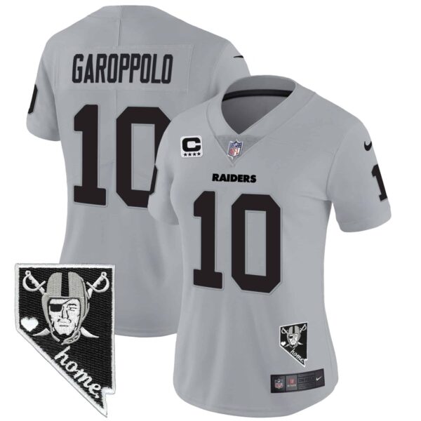 Women’s Raiders Nevada Home Patch Vapor Jersey – All Stitched – Gray – Jimmy Garoppolo