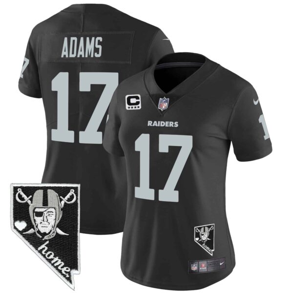 Women’s Raiders Nevada Home Patch Vapor Jersey – All Stitched – Black – Davante Adams