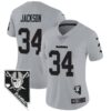 Women’s Raiders Nevada Home Patch Vapor Jersey – All Stitched – Gray – Bo Jackson
