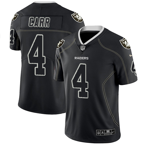 Nike Raiders #4 Derek Carr Lights Out Black Men’s Stitched NFL Limited Rush Jersey