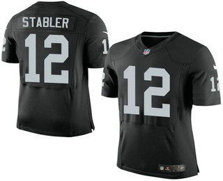 Men’s Oakland Raiders #12 Kenny Stabler Black Team Color NFL Nike Elite Jersey