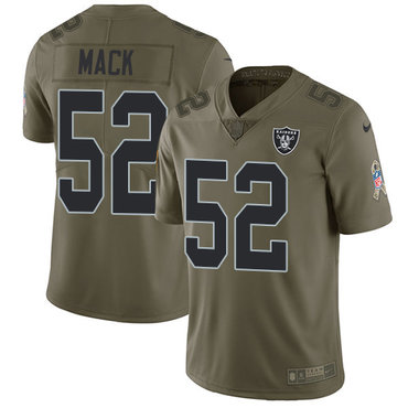 Nike Oakland Raiders #52 Khalil Mack Olive Men’s Stitched NFL Limited 2017 Salute To Service Jersey
