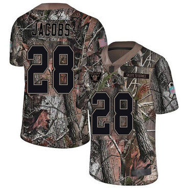 Raiders #28 Josh Jacobs Camo Men’s Stitched Football Limited Rush Realtree Jersey